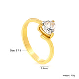 Height 7.3mm Triangular white diamond open-end ring Zirconium steel color/golden