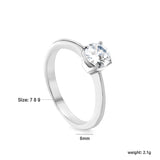 H6mm Round Minimalist White Zirconia Ring Gold/steel color