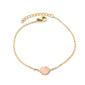 Shell with Pink Drip Oil*9.4*8.4 Bracelet 18+3cm