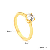 H6mm Round Minimalist White Zirconia Ring Gold/steel color