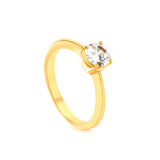 H6mm Round Minimalist White Zirconia Ring Gold/steel color