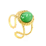 13.2*14.8mm Oval Chrysoprase/ Chrysoprase Fittings Open-end Ring Gold 8