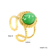 13.2*14.8mm Oval Chrysoprase/ Chrysoprase Fittings Open-end Ring Gold 8