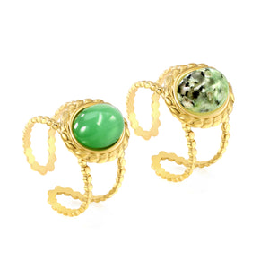 13.2*14.8mm Oval Chrysoprase/ Chrysoprase Fittings Open-end Ring Gold 8