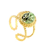 13.2*14.8mm Oval Chrysoprase/ Chrysoprase Fittings Open-end Ring Gold 8