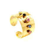 Height 13.3mm Bezel set with multiple and mixed zirconias Open-end ring Gold