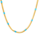 19 places front and back blue oil drop necklace 2.3mm*42+5cm