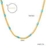 19 places front and back blue oil drop necklace 2.3mm*42+5cm