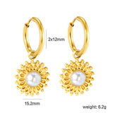 2*12mm I.D. earrings + 15.2mm round pattern face with imitation white pearl/pink crystal/tiger's eye stone fittings Gold color