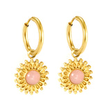 2*12mm I.D. earrings + 15.2mm round pattern face with imitation white pearl/pink crystal/tiger's eye stone fittings Gold color