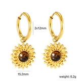 2*12mm I.D. earrings + 15.2mm round pattern face with imitation white pearl/pink crystal/tiger's eye stone fittings Gold color