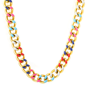 Necklace with Mixed Color Oil Drip 8mm*40+5cm