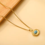 Oval shaped with oval blue turquoise pendant 16.2*14mm necklace 45+5cm