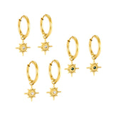 2*12mm I.D. earrings+11.2mm Polaris with white pearl/white/green zirconia earrings Gold color