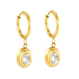 2*10mm I.D. earrings + 8.3*10.5mm oval shape with white/black/garnet/emerald zirconium fittings Gold color