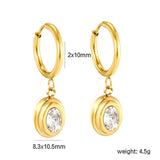 2*10mm I.D. earrings + 8.3*10.5mm oval shape with white/black/garnet/emerald zirconium fittings Gold color