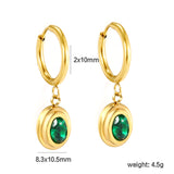 2*10mm I.D. earrings + 8.3*10.5mm oval shape with white/black/garnet/emerald zirconium fittings Gold color