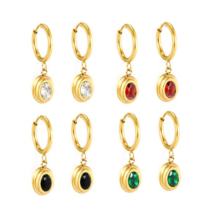 2*10mm I.D. earrings + 8.3*10.5mm oval shape with white/black/garnet/emerald zirconium fittings Gold color