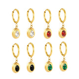 2*10mm I.D. earrings + 8.3*10.5mm oval shape with white/black/garnet/emerald zirconium fittings Gold color