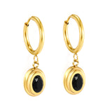 2*10mm I.D. earrings + 8.3*10.5mm oval shape with white/black/garnet/emerald zirconium fittings Gold color