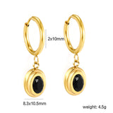 2*10mm I.D. earrings + 8.3*10.5mm oval shape with white/black/garnet/emerald zirconium fittings Gold color