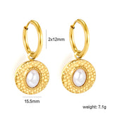 2*12mm I.D. earrings+15.5mm round cake stick imitation white pearl/pink crystal/tiger eye stone earrings gold color