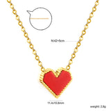 11.4*10.6mm Heart Shape Sticky White/Black/Red Acrylic Pendant 42+5cm+6mm Round Plaque Necklace Golden