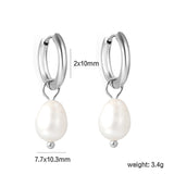 2*10mm inner diameter earrings + 7.7*10.3mm freshwater pearl earrings steel/golden color