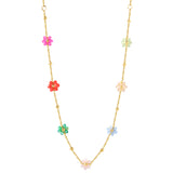 3mm*15 steel beads+7 flowers with mixed color beads pendant necklace 40+5cm