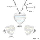 Heart Shape Sticky White Shell Set Steel/Gold Earrings:12*12mm Pendant:18*18mm 04Cross45+5cm+6mm Round Plaque