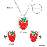 ¡°Strawberry with red oil drip accessories Set Steel color/golden 0.3 cross 40+5+6mm round plate Pendant: 10.7*13.5mm Earrings: 9*10mm