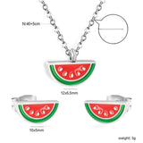 Watermelon Strap Mixed Color Oil Drip Accessories Set Steel / Gold 0.3 Cross 40+5+6mm Round Plaque Pendant: 12*6.5mm Earrings: 10*5mm