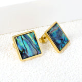 Square with oil drip colorful abalone shell earrings 15*15mm