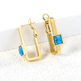 1.8*2.9*27mm Rectangle Loop with Square Turquoise Earrings 8.2*8.2mm