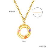 13mm circle with mixed color flower oil drop pendant necklace 40+5cm+Golden