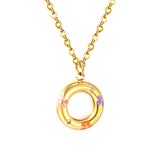 13mm circle with mixed color flower oil drop pendant necklace 40+5cm+Golden