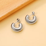 C-Shaped Horizontal Stud Earrings 6*17.5