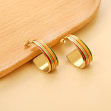 Oval C shape with mixed color with rose yellow blue & red green orange drop earrings 13.6*30.6mm