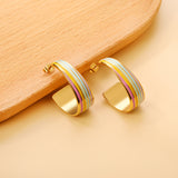 Oval C shape with mixed color with rose yellow blue & red green orange drop earrings 13.6*30.6mm