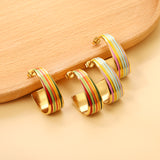 Oval C shape with mixed color with rose yellow blue & red green orange drop earrings 13.6*30.6mm