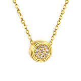 8.5mm Round CNC Zirconia Pendant with Convex Edge 0.3 Cross Chain 40+5cm+6mm Round Necklace Golden