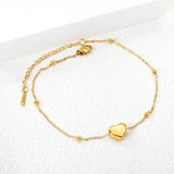 3mm*6 steel beads+10.5*9*5.4mm*1 three-dimensional heart anklet 1.3mm*22+5cm