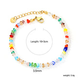 3.5mm Diamond Triangle Mixed Color Stone Bracelet 18+3cm+6mm Round Plaque Gold Color