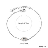 Eyes CNC white zirconium accessories bracelet 0.3 cross chain 17 + 3cm + 6mm round plate steel color / gold