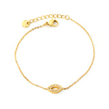 Eyes CNC white zirconium accessories bracelet 0.3 cross chain 17 + 3cm + 6mm round plate steel color / gold