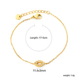 Eyes CNC white zirconium accessories bracelet 0.3 cross chain 17 + 3cm + 6mm round plate steel color / gold