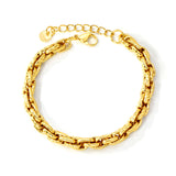 Thick 6mm Chain 17+3cm+6mm Round Tag Bracelet Golden