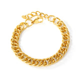 Wire 1.8*W9.3mm Chain 17+3cm+6mm Round Tag Bracelet Gold Color