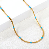 19 places front and back blue oil drop necklace 2.3mm*42+5cm