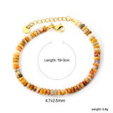 4.7*2.5mm Flat Round Mixed Color Stones Bracelet 18+3cm+6mm Round Plaque Golden